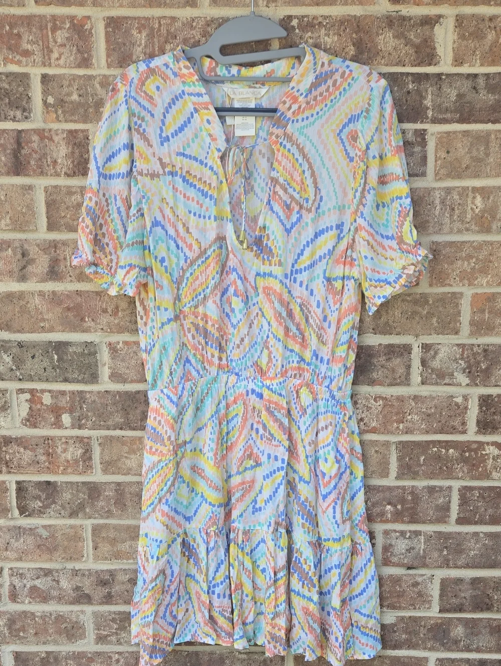 La Blanca Sunbaked Jewels V-Neck Cover Up Dress - size M